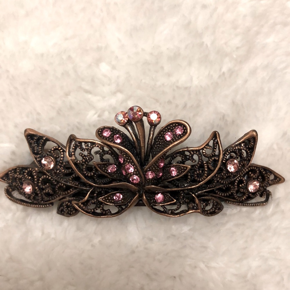 Beautiful Bronze and Pink Hair Barrette
